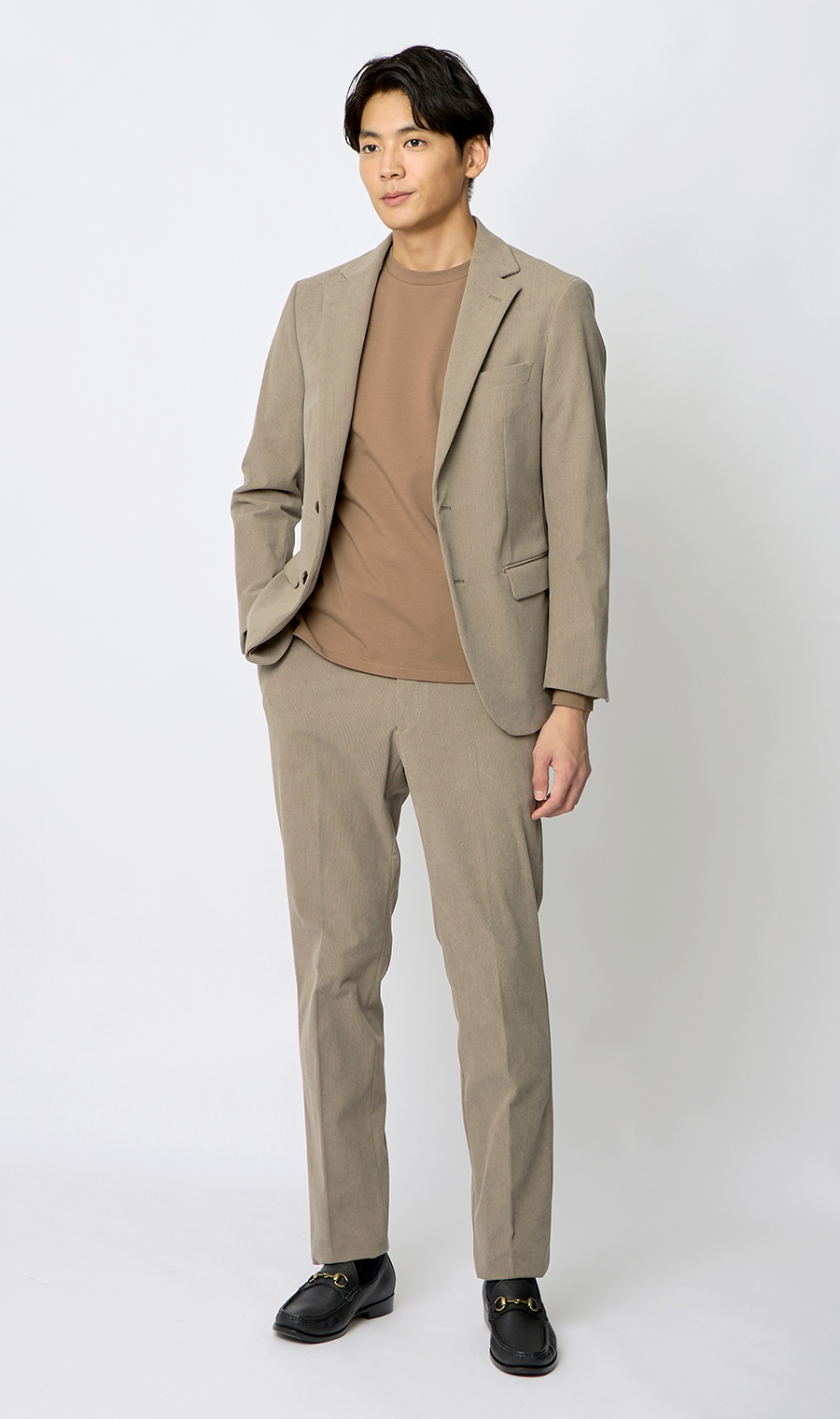 スタイリッシュジャケット【コーデュロイ】【セットアップ着用可】 ベージュ M