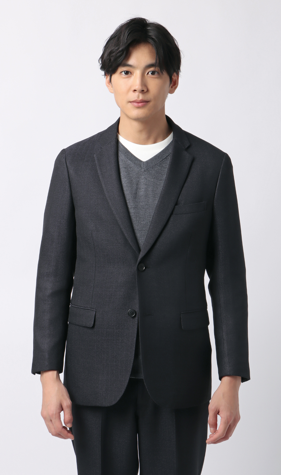 スタイリッシュジャケット【ツイード】【セットアップ着用可】 ネイビー M