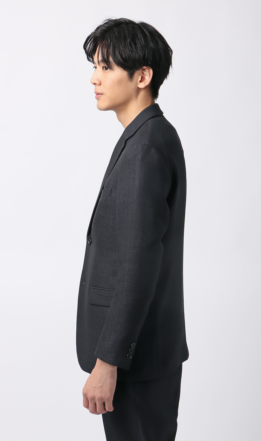 スタイリッシュジャケット【ツイード】【セットアップ着用可】 ネイビー M