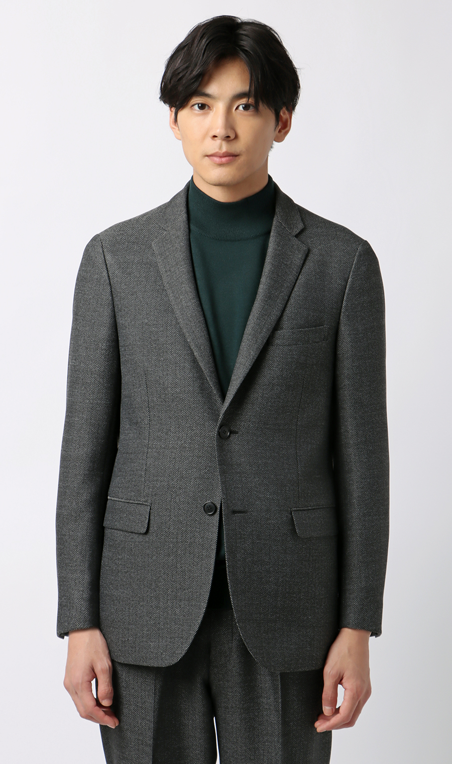 スタイリッシュジャケット【ツイード】【セットアップ着用可】 チャコール L