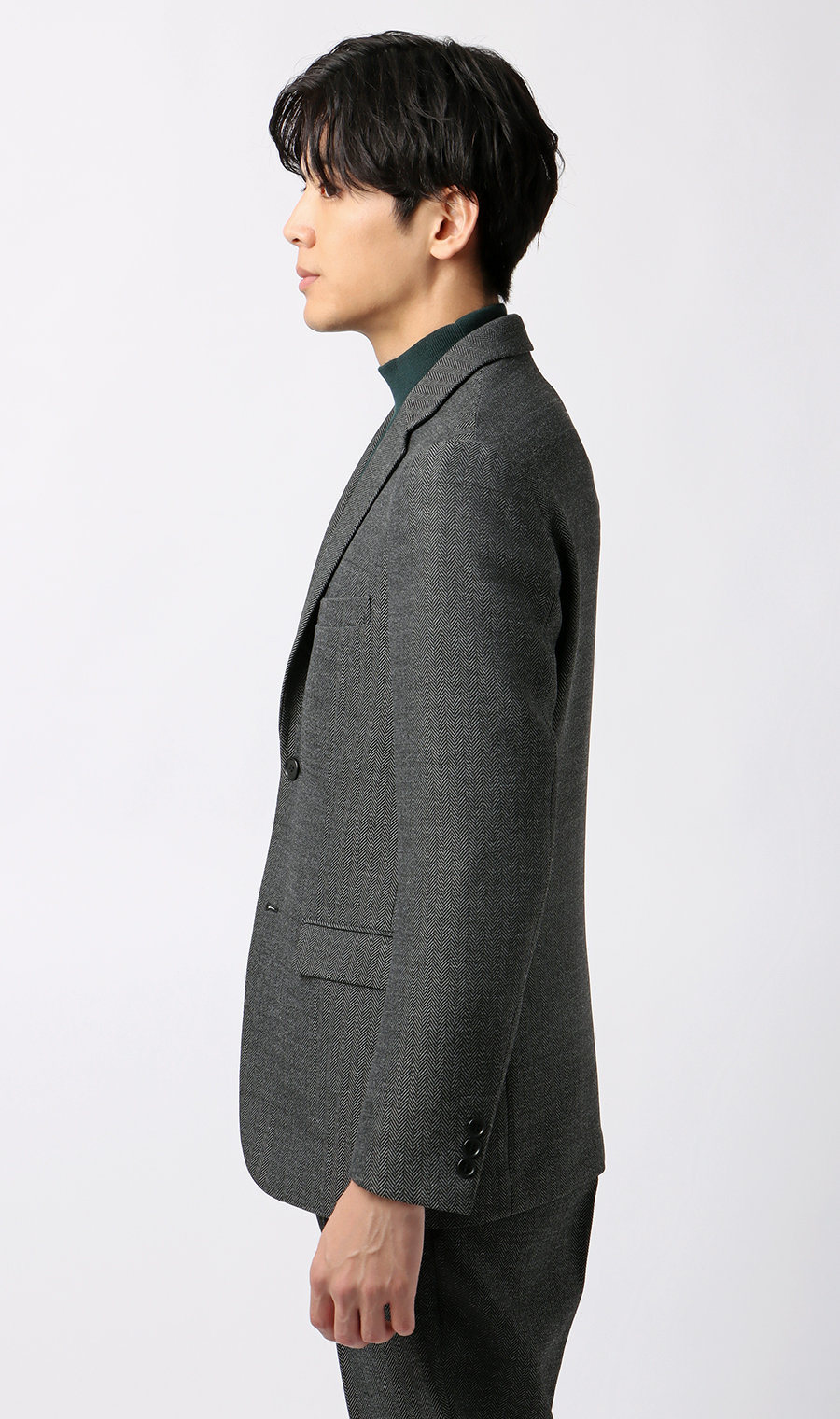 スタイリッシュジャケット【ツイード】【セットアップ着用可】 チャコール L