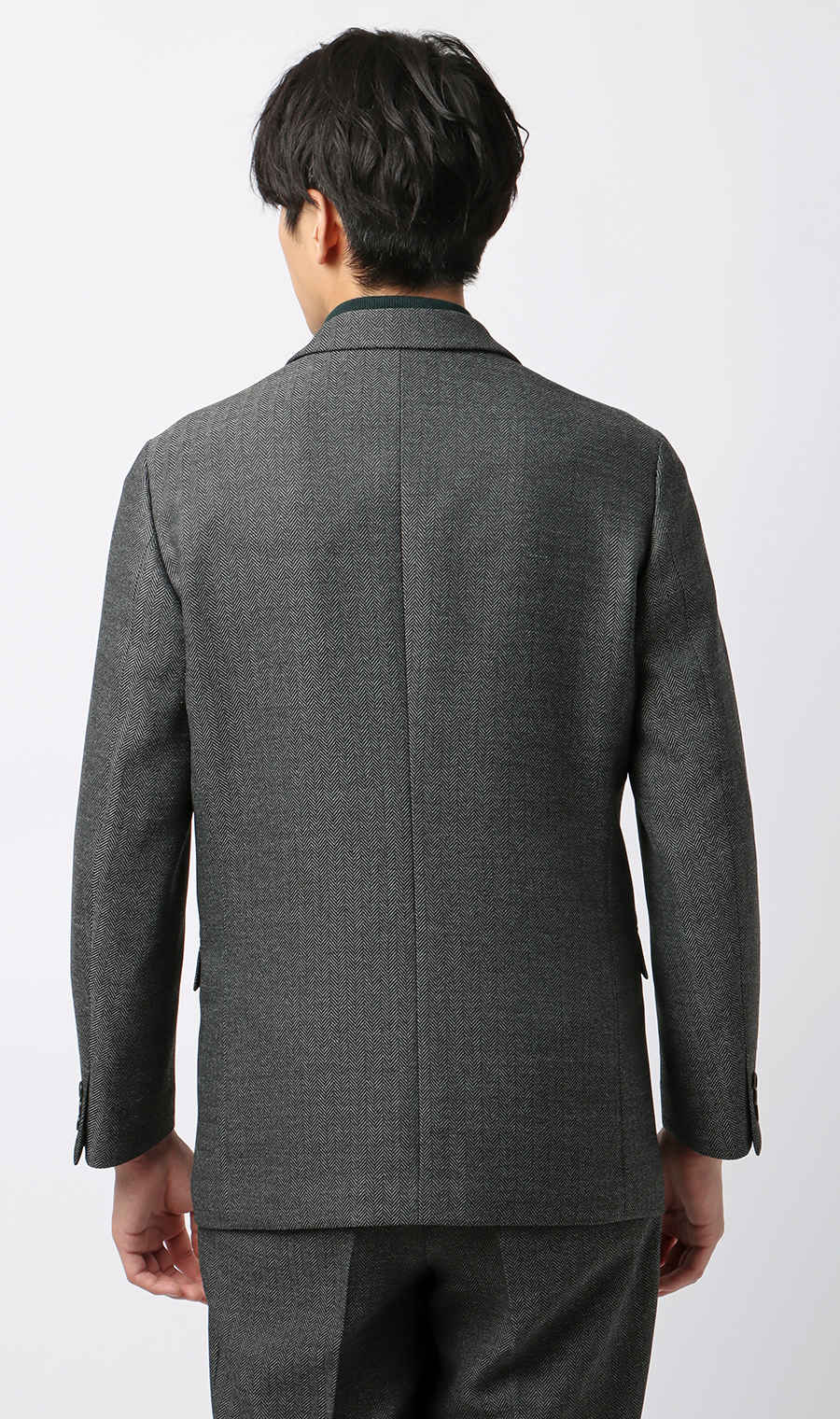 スタイリッシュジャケット【ツイード】【セットアップ着用可】 チャコール L