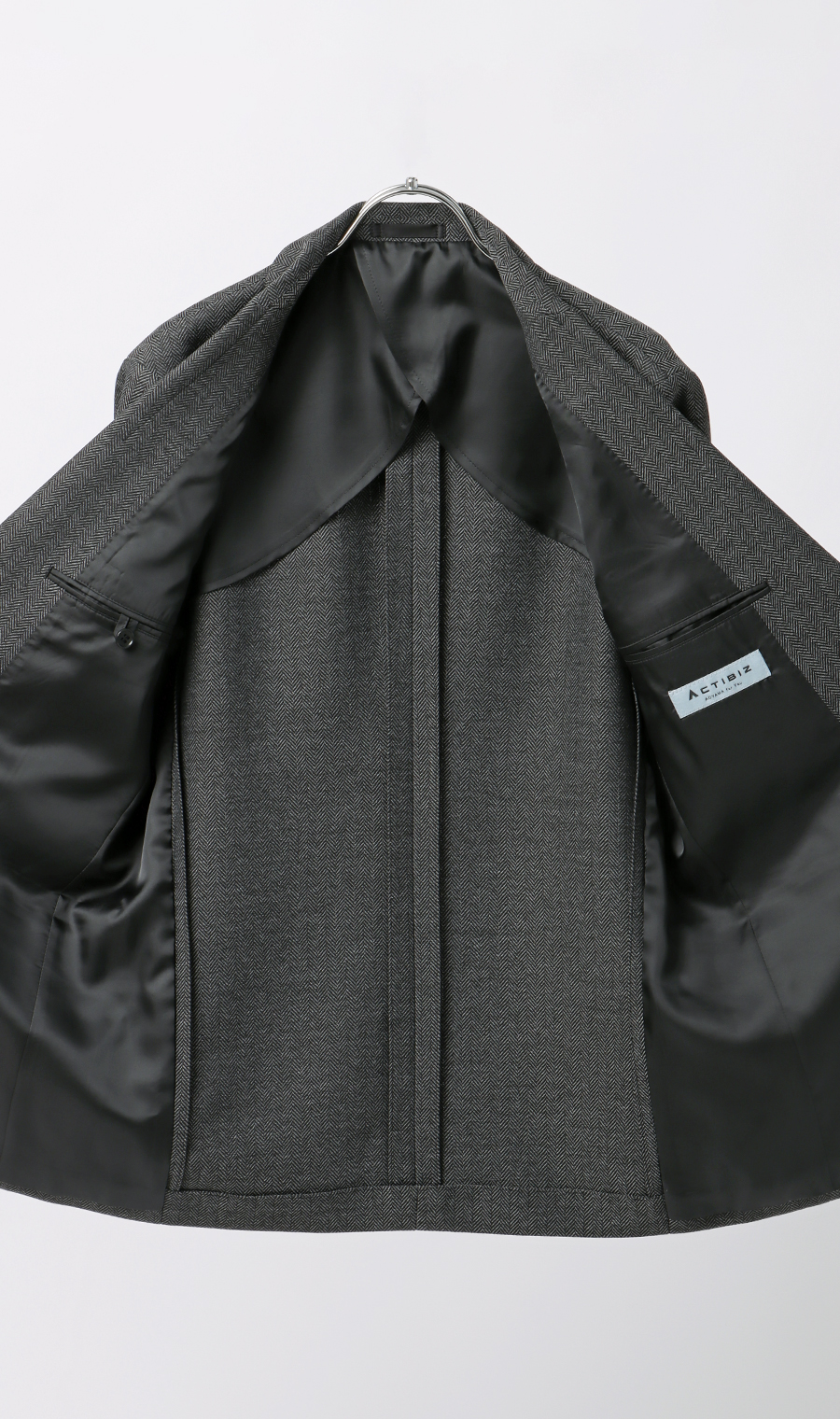 スタイリッシュジャケット【ツイード】【セットアップ着用可】 チャコール L