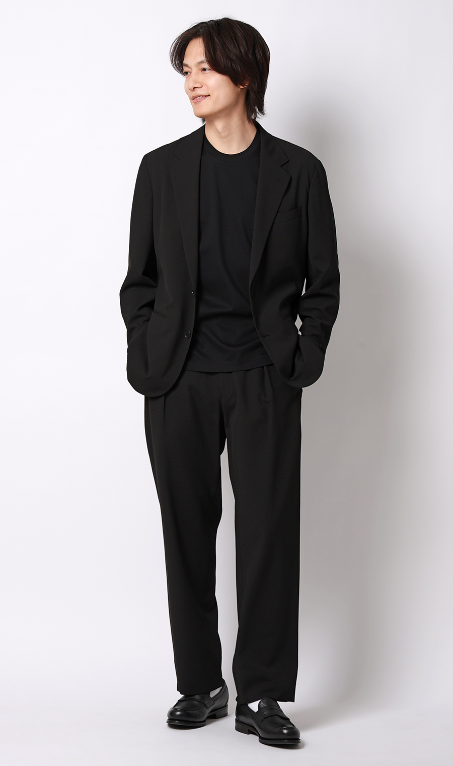 スタイリッシュジャケット【TRABEST Crepe】【セットアップ着用可】 ブラック S