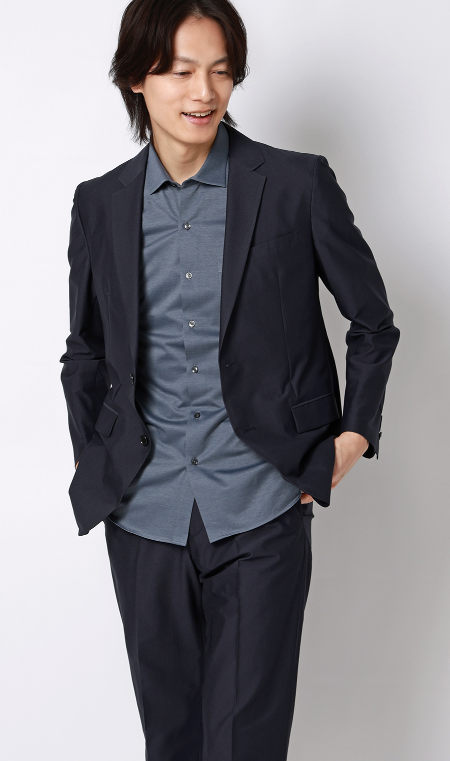 スタイリッシュジャケット【超軽量】【TEXBRID】【セットアップ着用可】 ネイビー M