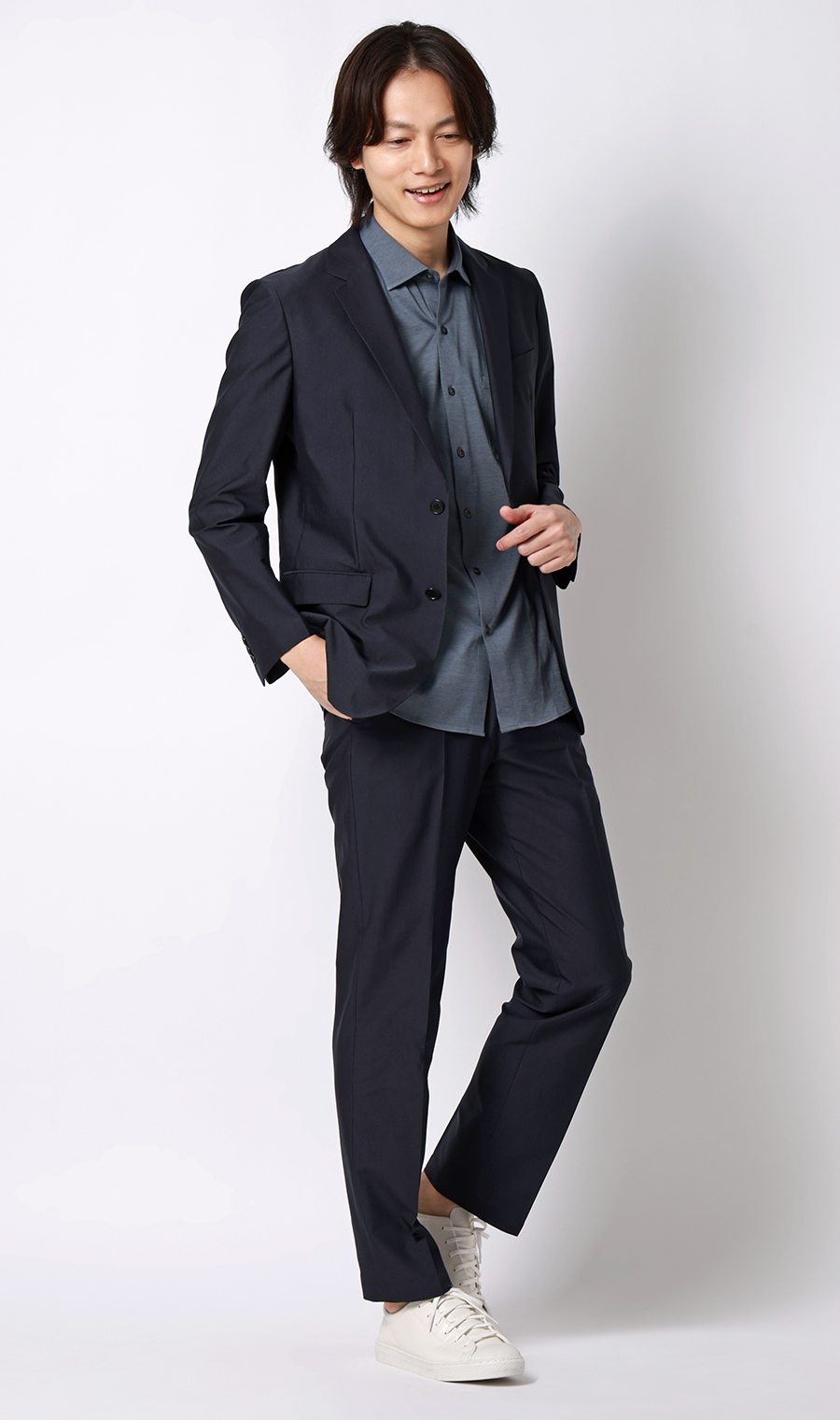 スタイリッシュジャケット【超軽量】【TEXBRID】【セットアップ着用可】 ネイビー M