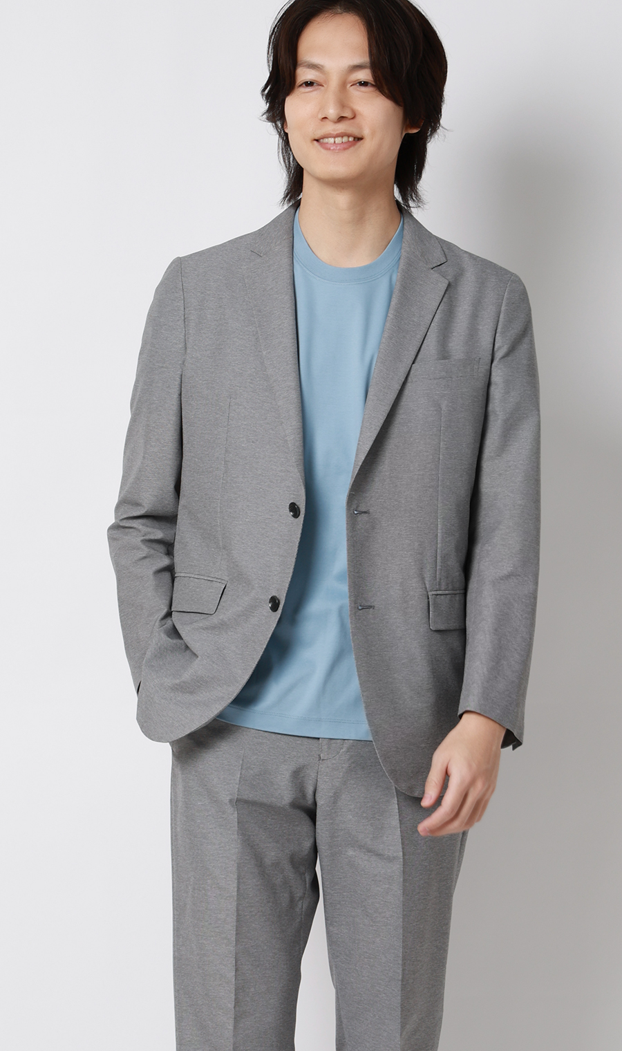 スタイリッシュジャケット【超軽量】【TEXBRID】【セットアップ着用可】 ライトグレー M