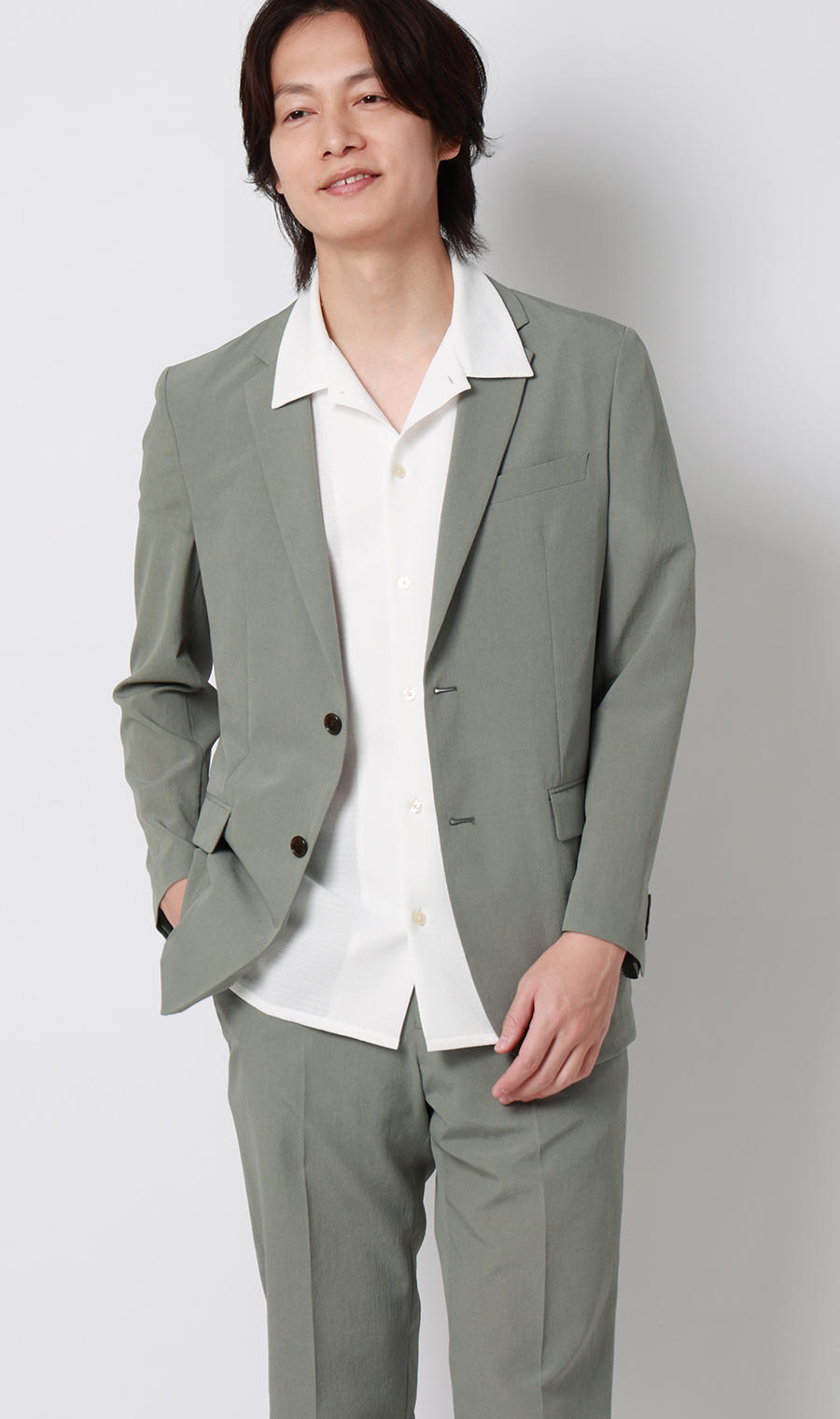 スタイリッシュジャケット【超軽量】【セットアップ着用可】 グリーン M