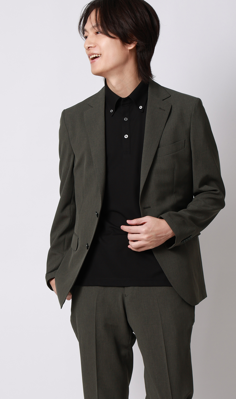 スタイリッシュジャケット【ウォッシャブル】【乾燥機OK】【セットアップ着用可】 カーキ S