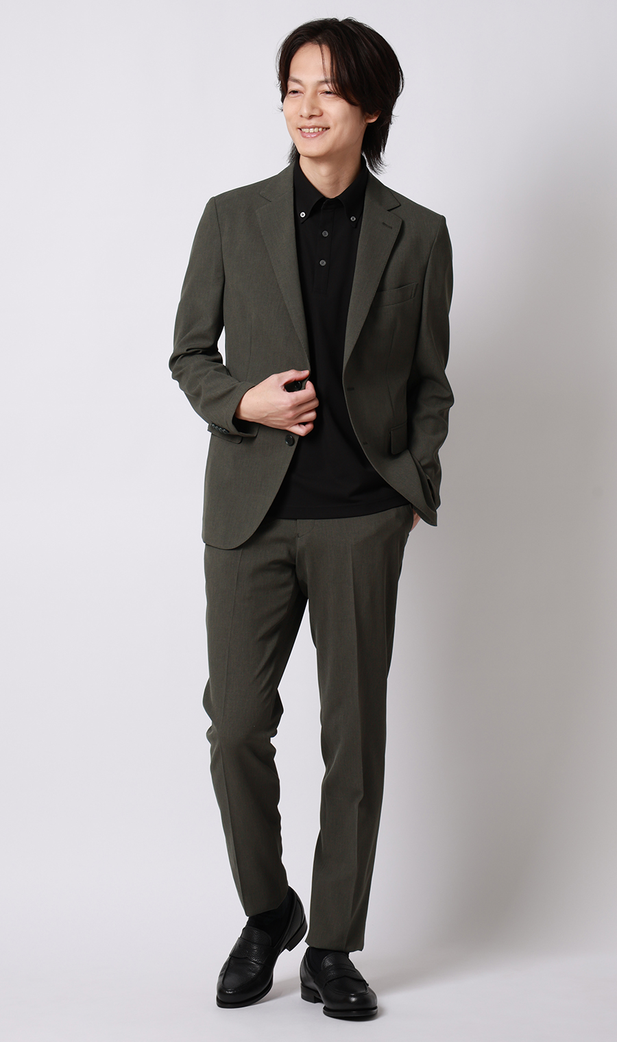 スタイリッシュジャケット【ウォッシャブル】【乾燥機OK】【セットアップ着用可】 カーキ S