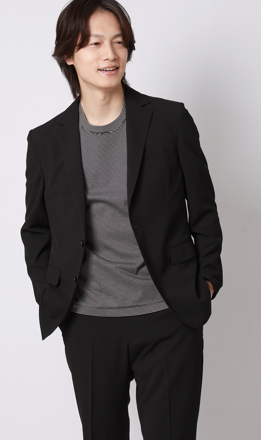 スタイリッシュジャケット【ウォッシャブル】【乾燥機OK】【セットアップ着用可】 ブラック S