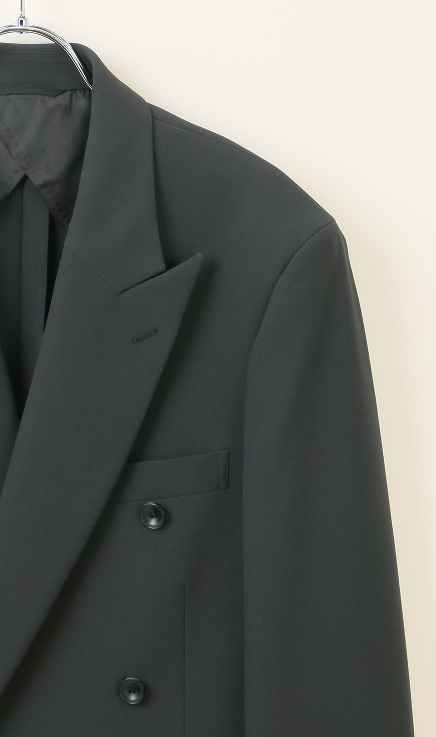 ダブル6ボタンジャケット【2WAYストレッチ】【セットアップ着用可】 ブラック S