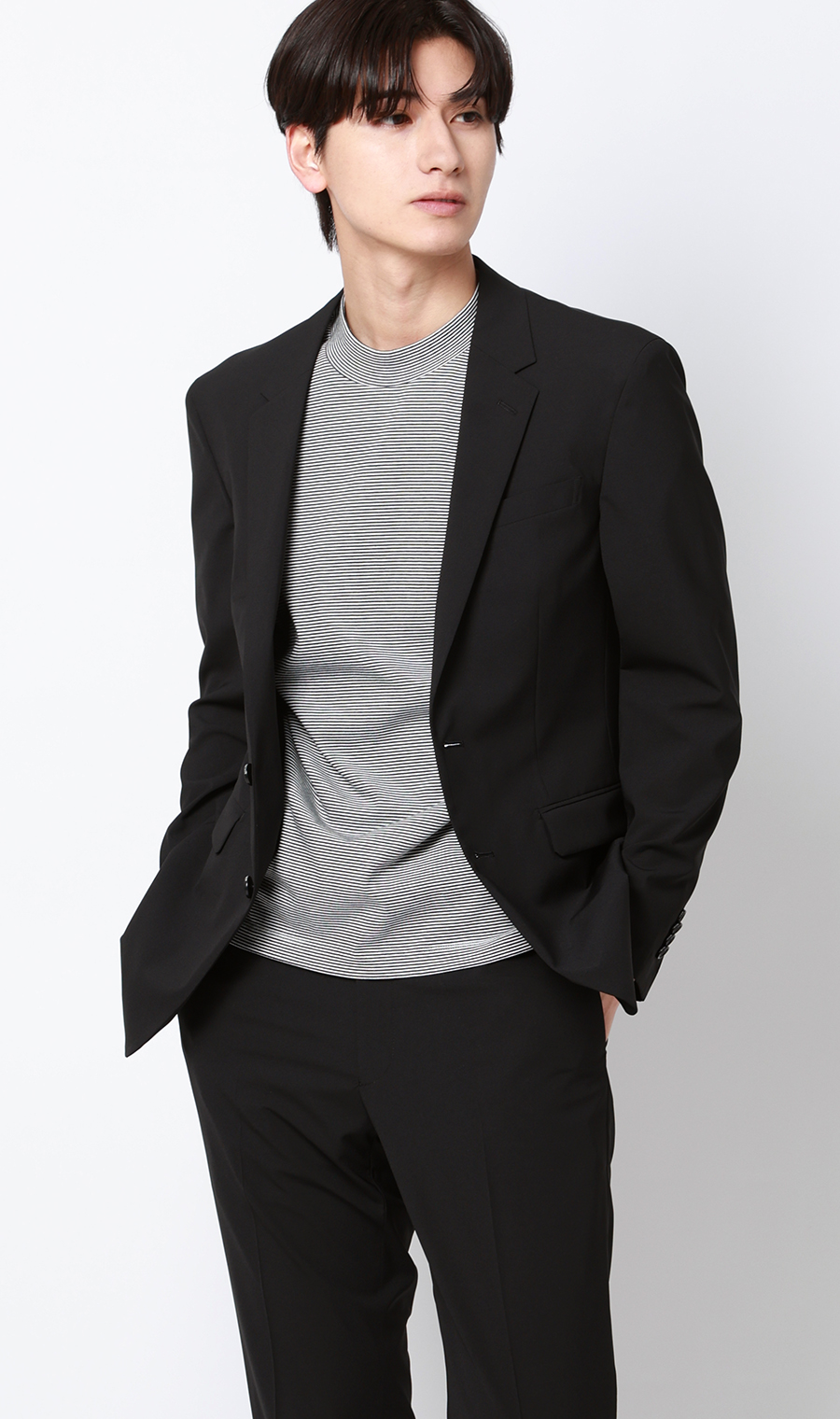 シングル2ボタンジャケット【セットアップ着用可】 ブラック S