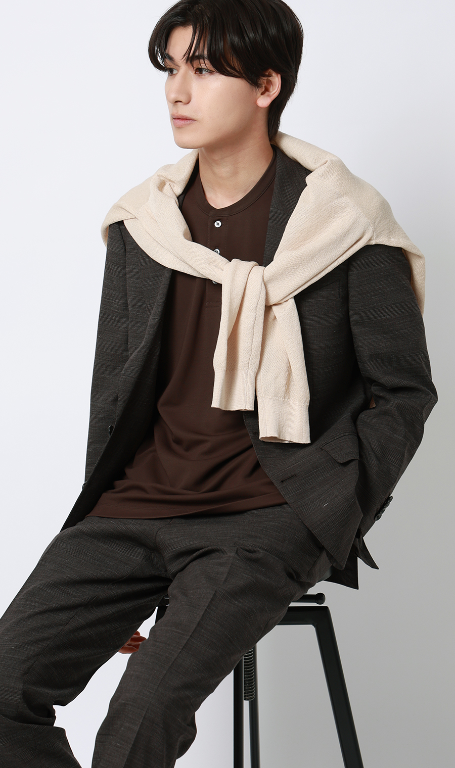 シングル2ボタンジャケット【セットアップ着用可】 ブラウン S