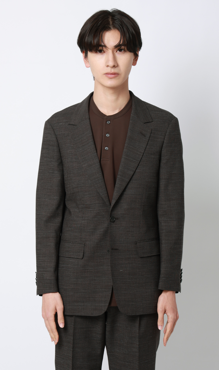 シングル2ボタンジャケット【セットアップ着用可】 ブラウン S