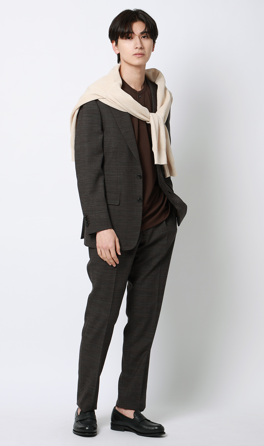 シングル2ボタンジャケット【セットアップ着用可】 ブラウン S