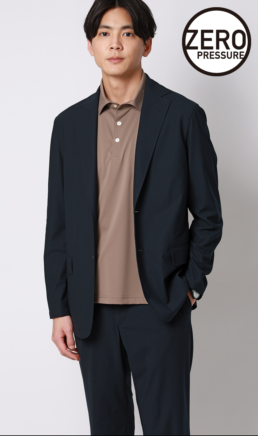 ゼロプレッシャースーツ【ジャケット】【2WAYストレッチ】【セットアップ着用可】 ネイビー S