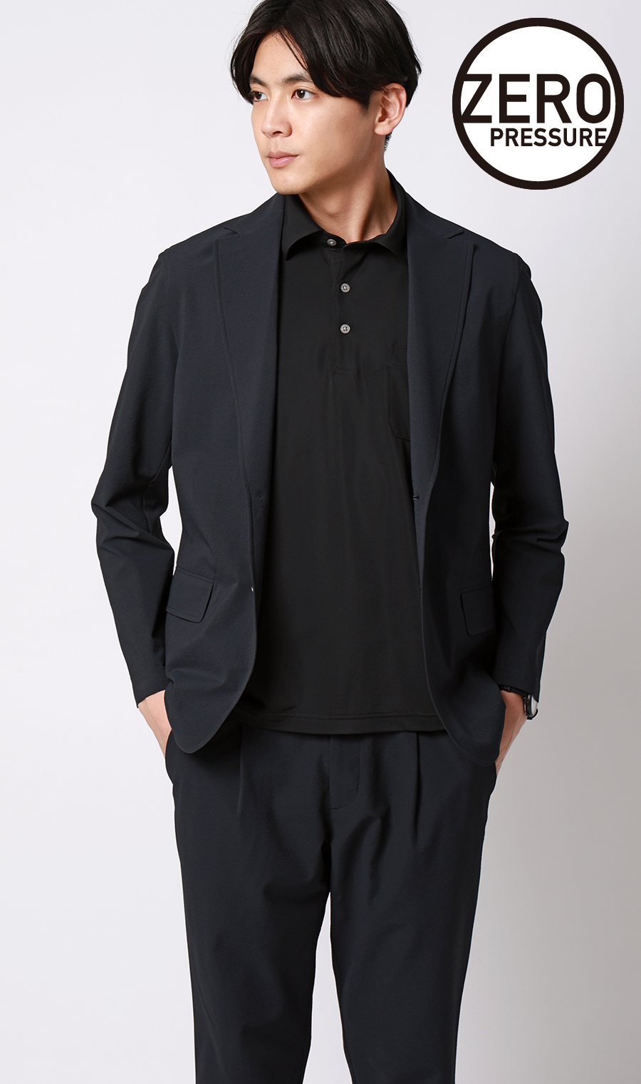 ゼロプレッシャースーツ【ジャケット】【シアサッカー】【セットアップ着用可】 ネイビー S