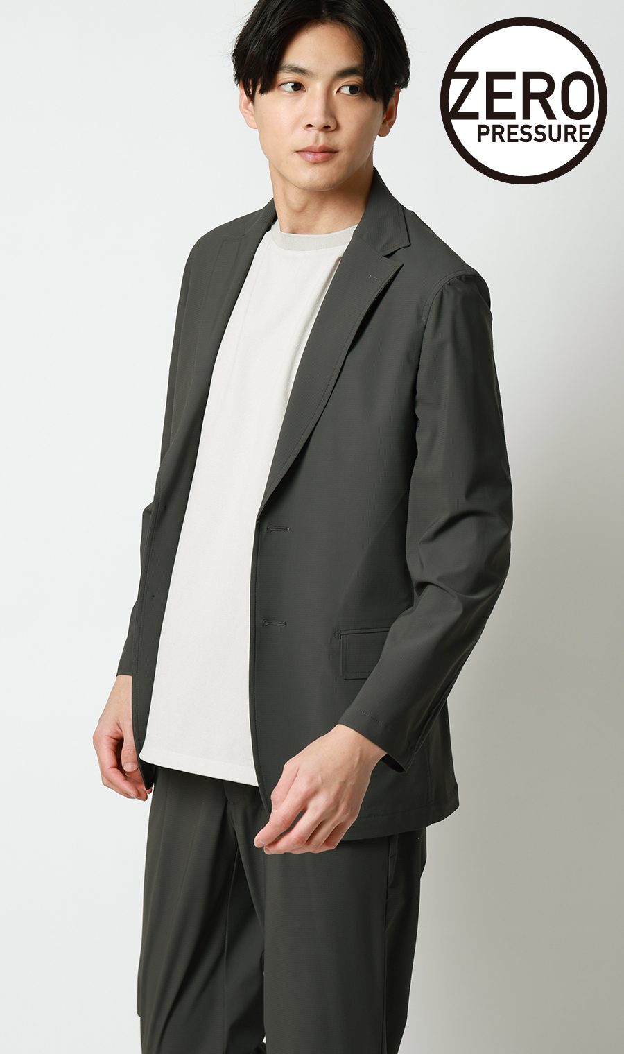 ゼロプレッシャースーツ【ジャケット】【2WAYストレッチ】【セットアップ着用可】 チャコール S