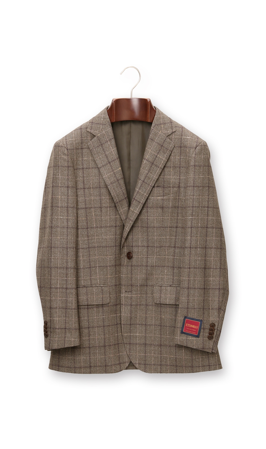 プレミアムスタンダードジャケット《E・THOMAS》《ウール・カシミヤ混》 ブラウン 体型:BE体(ゆったり型),号数（身長）:6号(175cm)