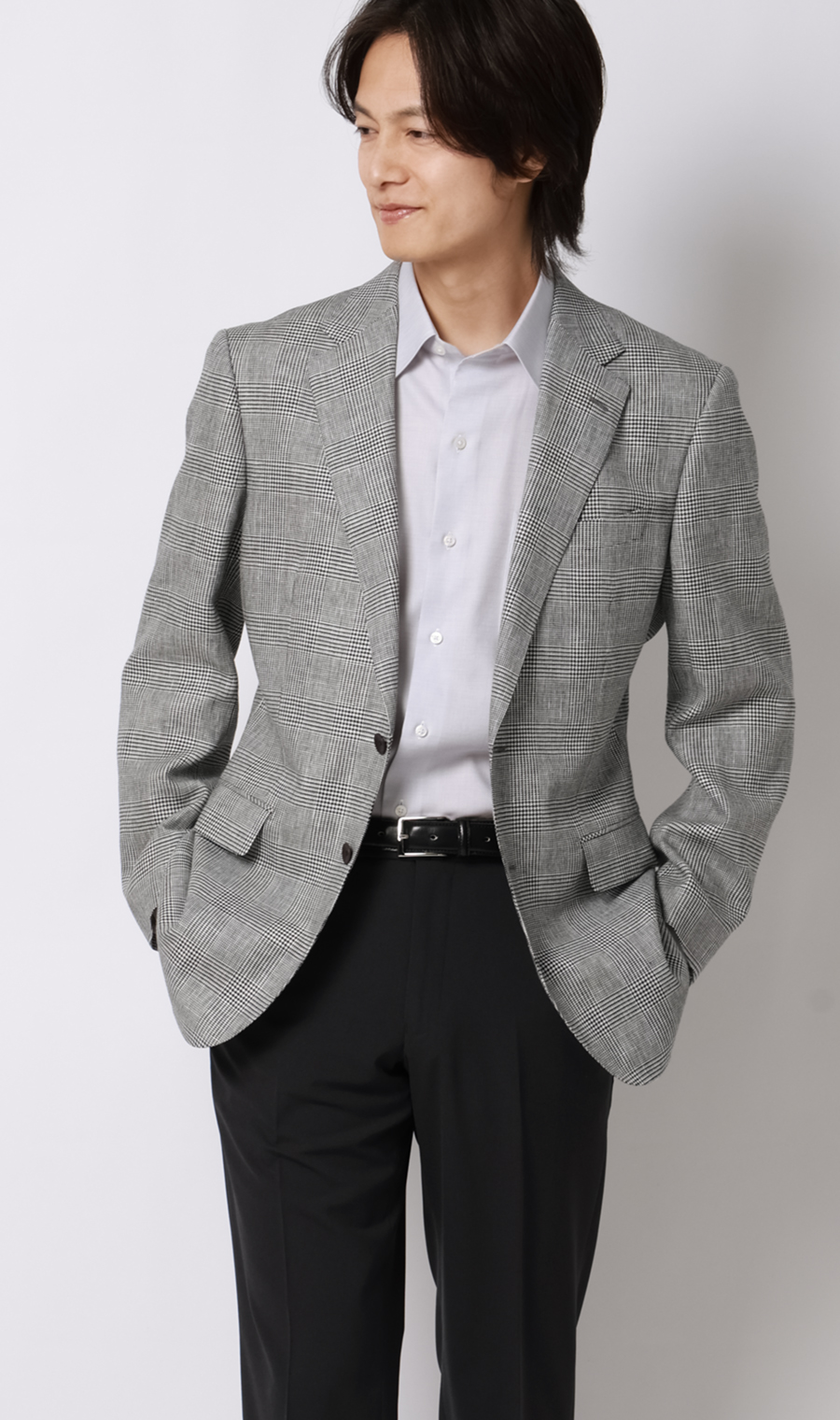 プレミアムスタンダードジャケット【麻混】 ライトグレー 体型:A体(標準型),号数（身長）:4号(165cm)