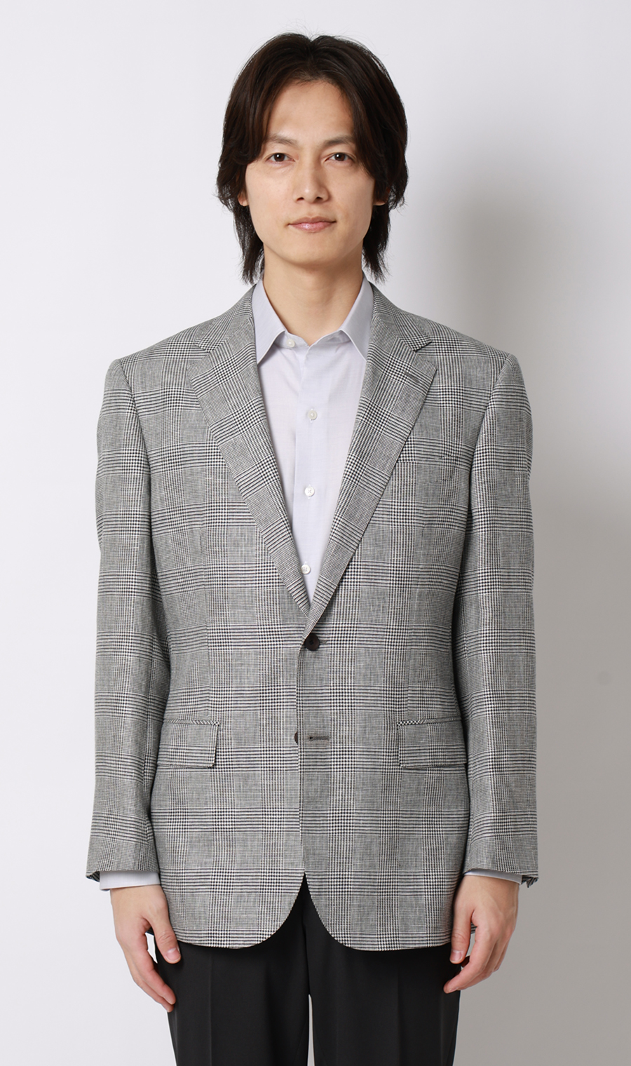 プレミアムスタンダードジャケット【麻混】 ライトグレー 体型:A体(標準型),号数（身長）:4号(165cm)