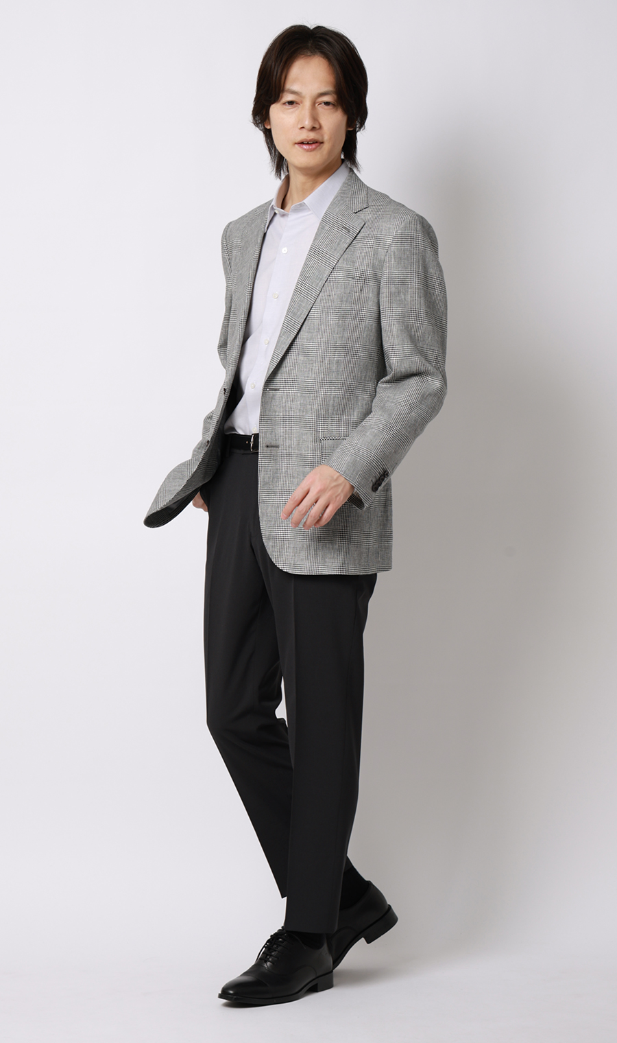 プレミアムスタンダードジャケット【麻混】 ライトグレー 体型:A体(標準型),号数（身長）:4号(165cm)