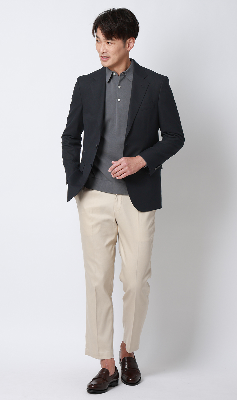 スタイリッシュジャケット【3ボタン段返り】【WEAR SHiFT】 ネイビー S