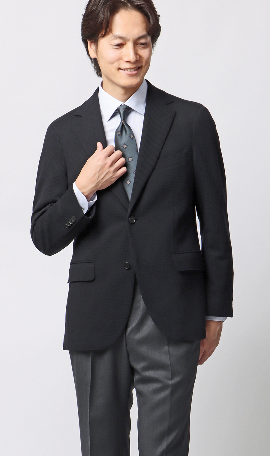 ニットジャケット【MIYUKI LOOP Labo】 ネイビー Wide LL