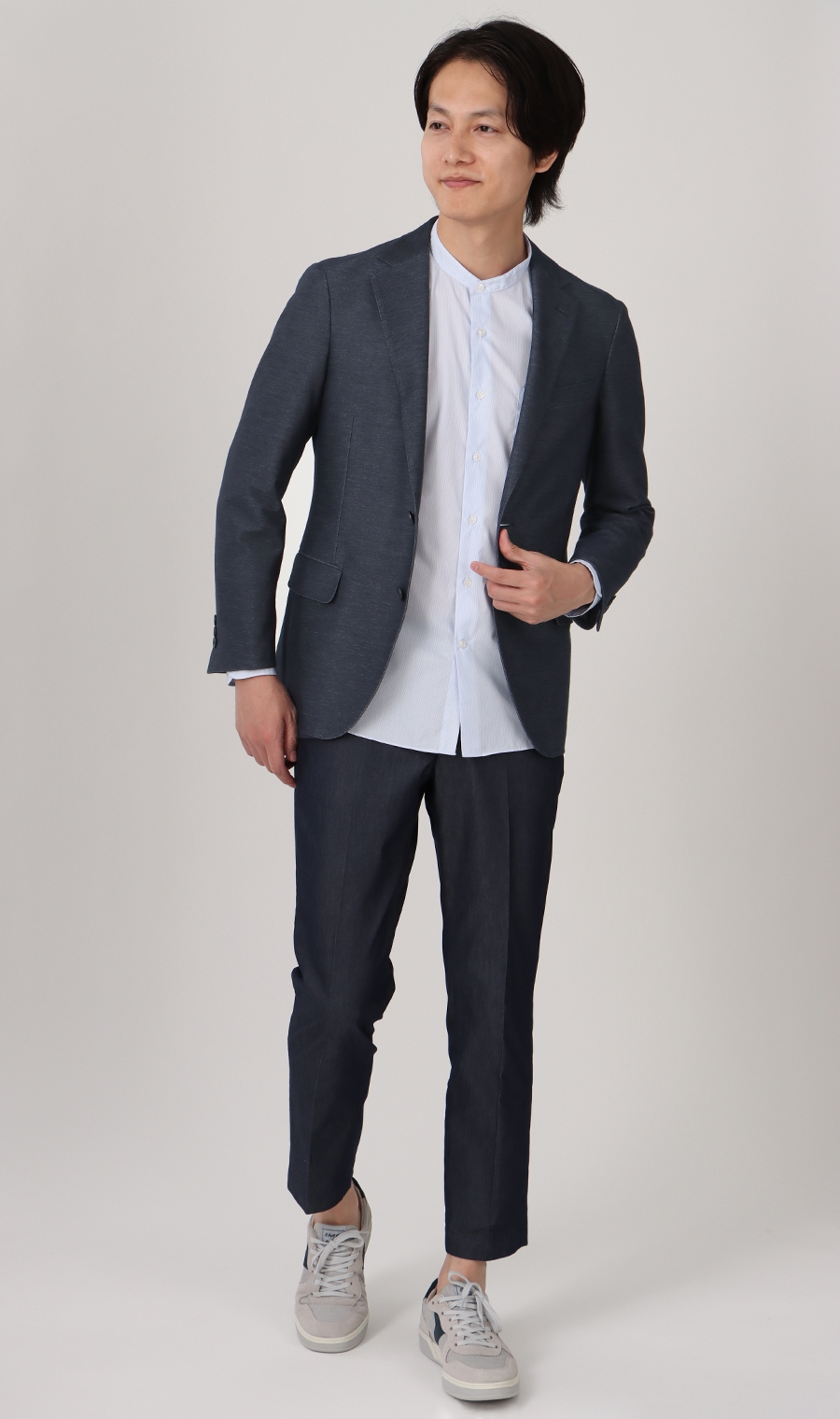 スタイリッシュジャケット《デニム調》《ストレッチ》 ネイビー S