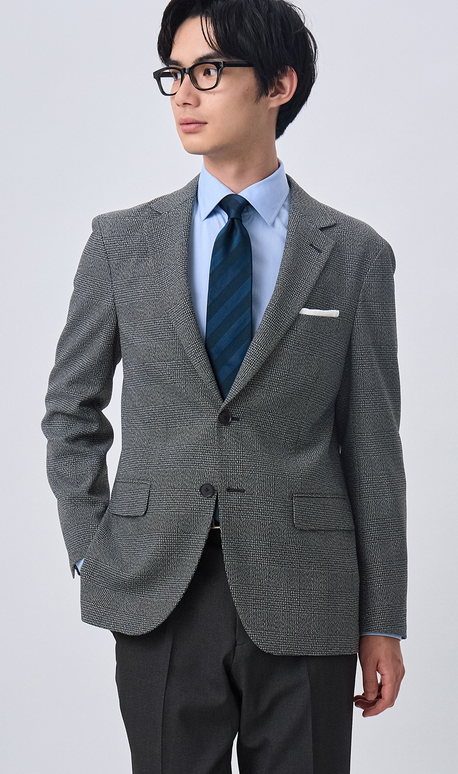 スタイリッシュジャケット【TECH WOOL】 グレー Wide LL