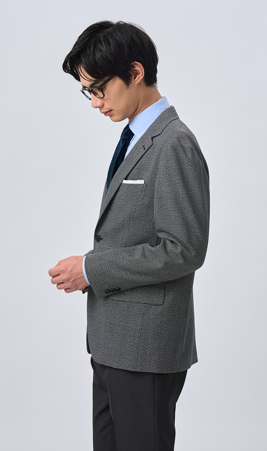 スタイリッシュジャケット【TECH WOOL】 グレー Wide LL