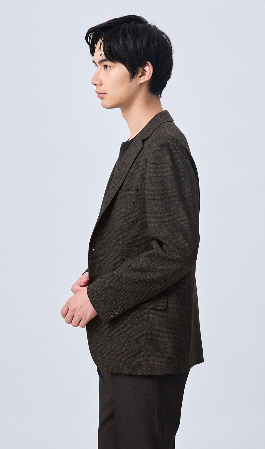 スタイリッシュジャケット【TECH WOOL】 ブラウン Wide LL