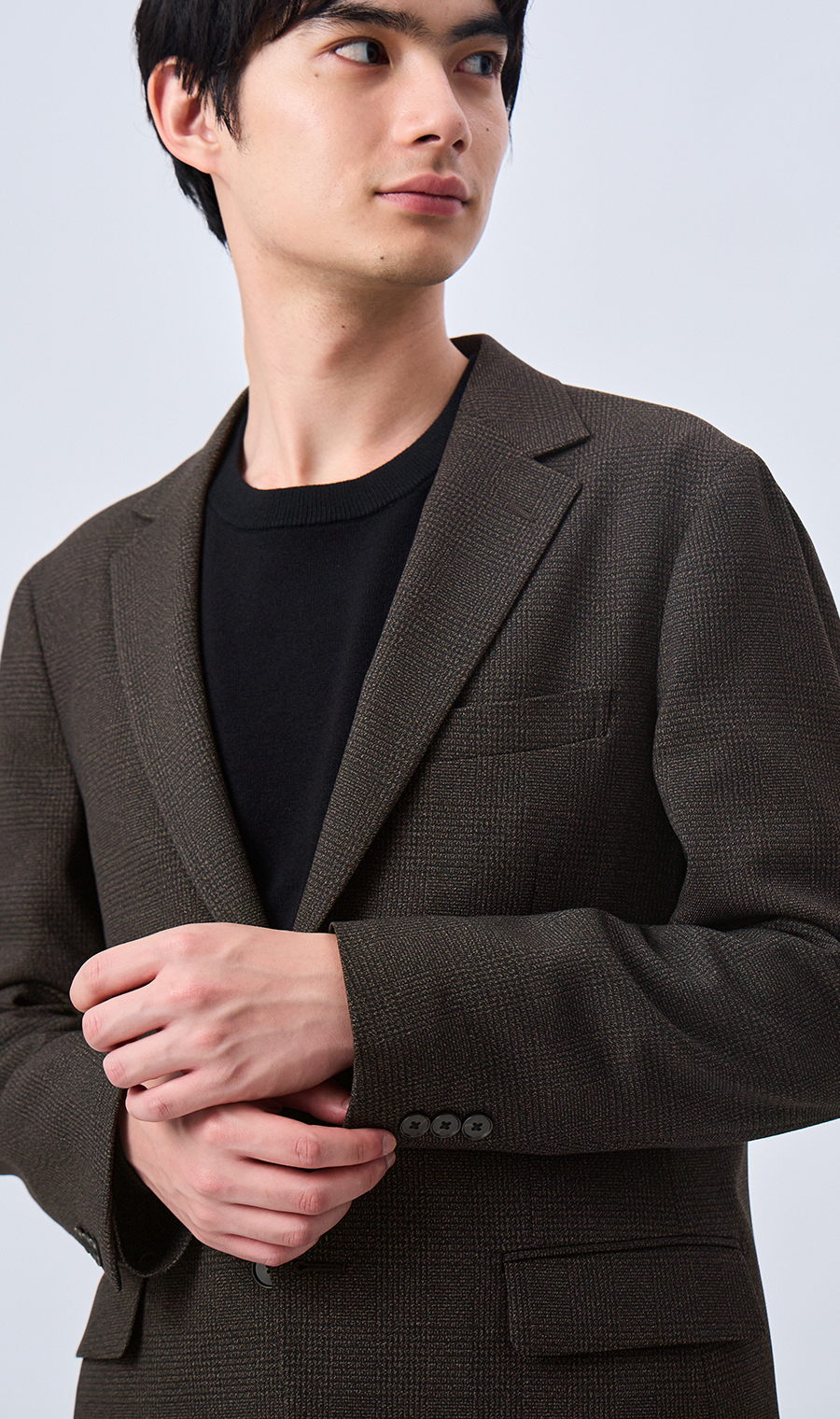 スタイリッシュジャケット【TECH WOOL】 ブラウン Wide LL