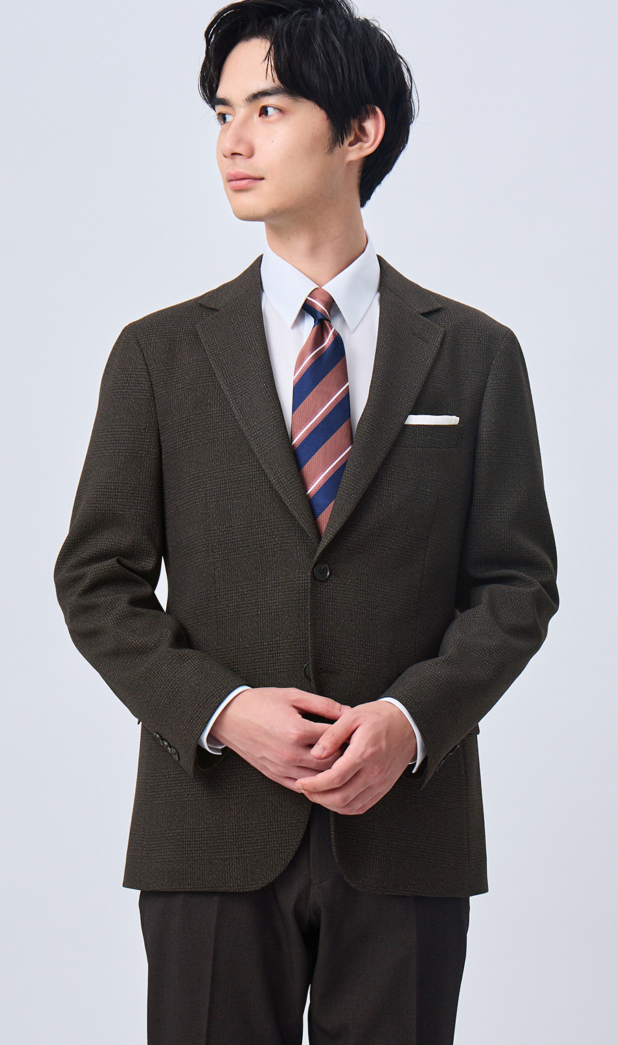 スタイリッシュジャケット【TECH WOOL】 ブラウン Wide LL