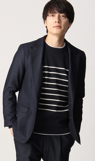 单排2钮扣无领牛仔外套《可成套穿着》