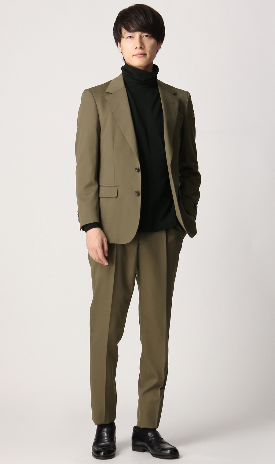 シングル2ボタンノッチドラペルジャケット《セットアップ着用可》 グリーン S