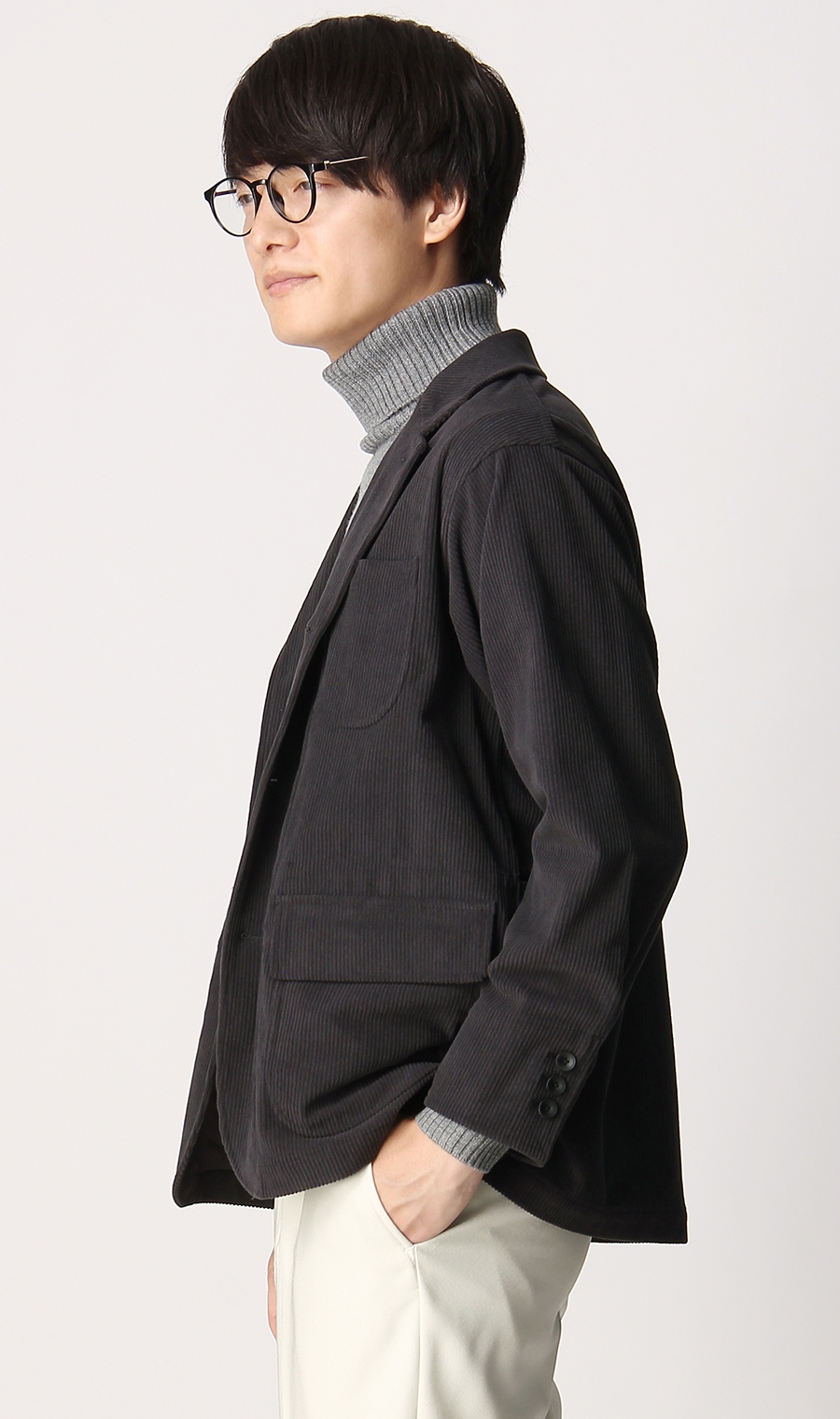 シングル3ボタンノッチドラペルシャツジャケット《MORLES》 グレー S