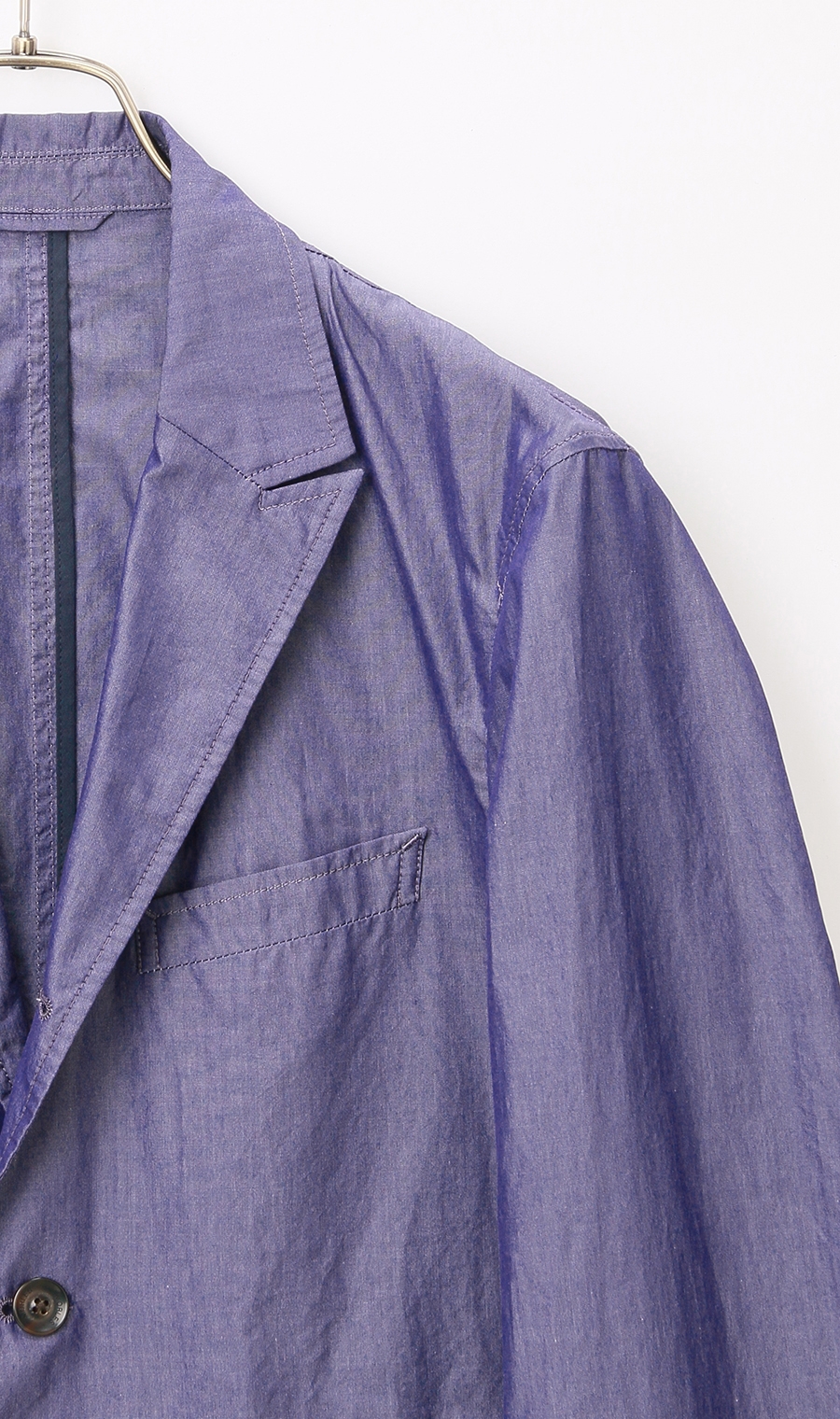 シングル3ボタンピークドラペルシャツジャケット《MORLES》《THOMAS MASON》 ブルー S