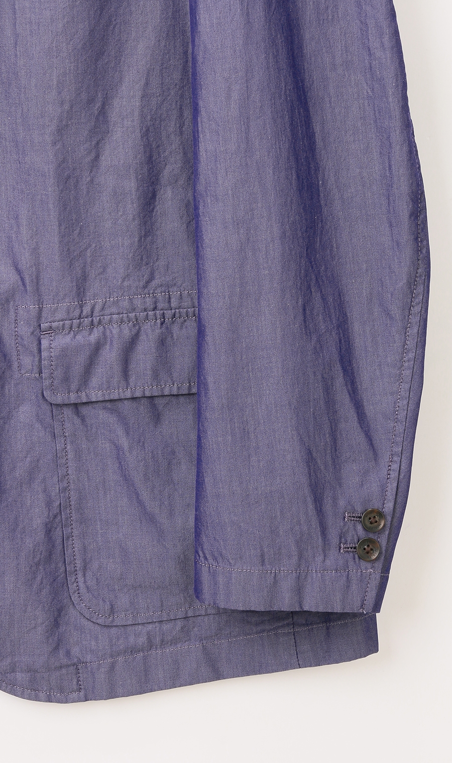 シングル3ボタンピークドラペルシャツジャケット《MORLES》《THOMAS MASON》 ブルー S