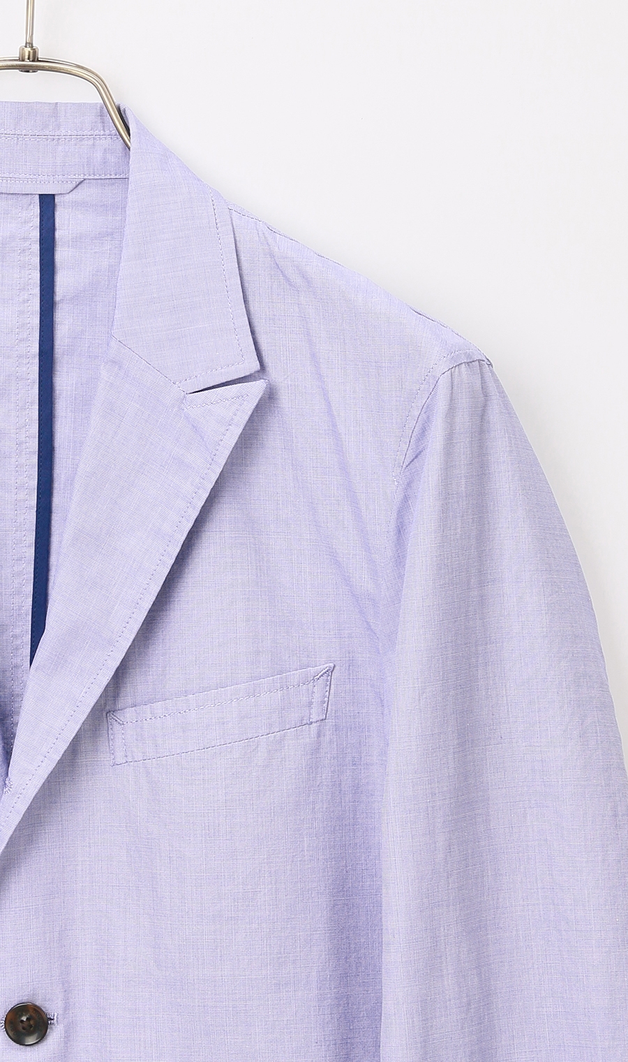 シングル3ボタンピークドラペルシャツジャケット《MORLES》《THOMAS MASON》 ブルー S