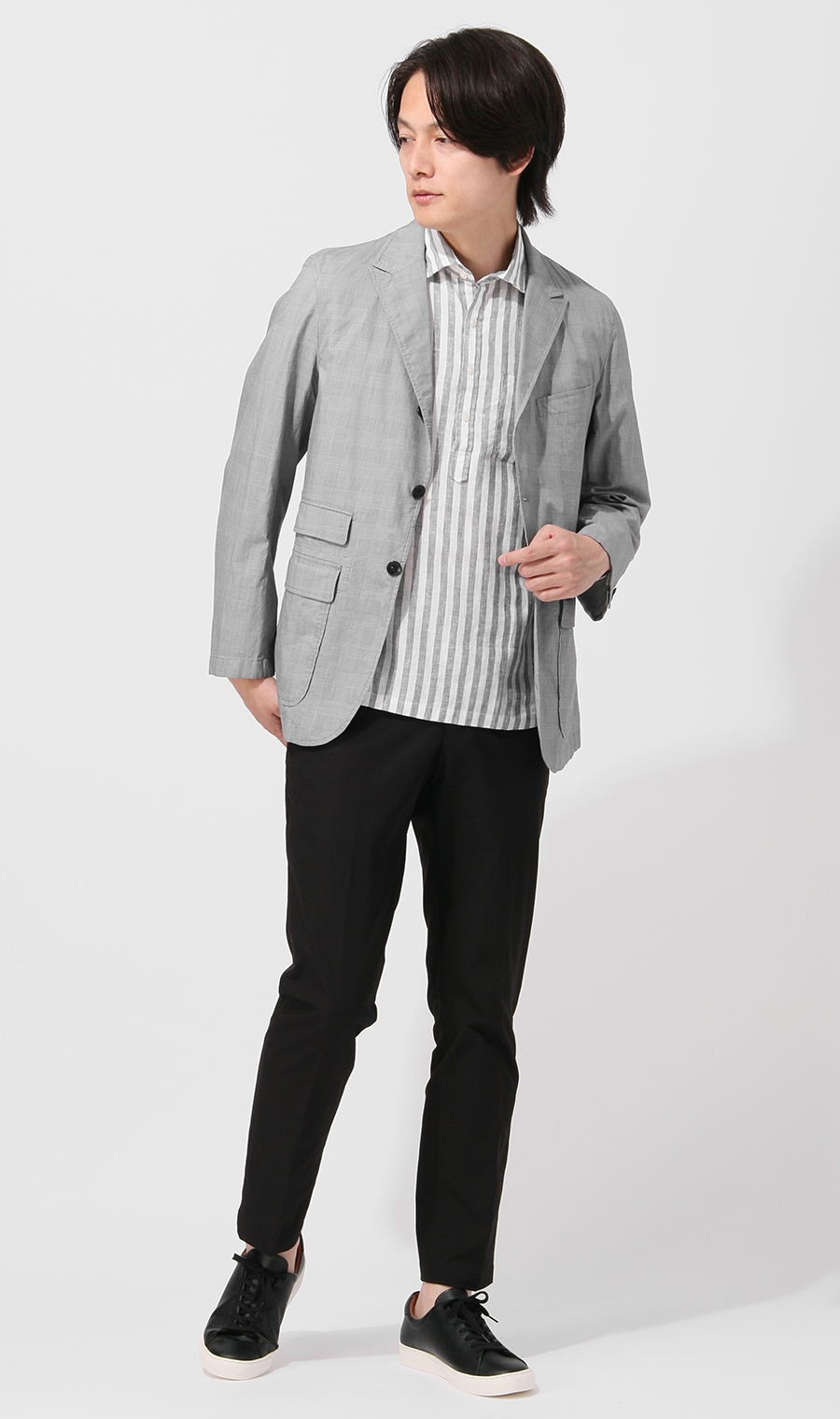 シングル3ボタンピークドラペルシャツジャケット《MORLES》《THOMAS MASON》 グレー S