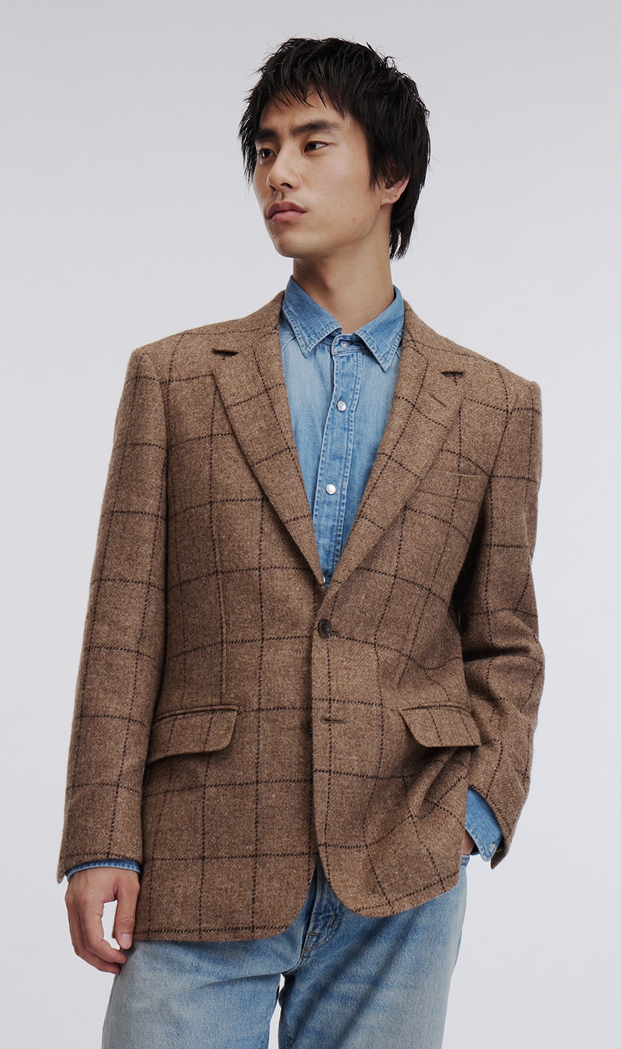 ノッチドラペル2ボタンジャケット《MARING&EVANS》 ベージュ M