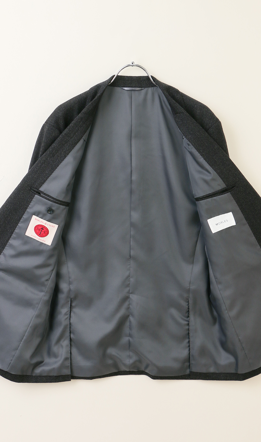 シングル2ボタンジャケット【MARING&EVANS】 チャコール S