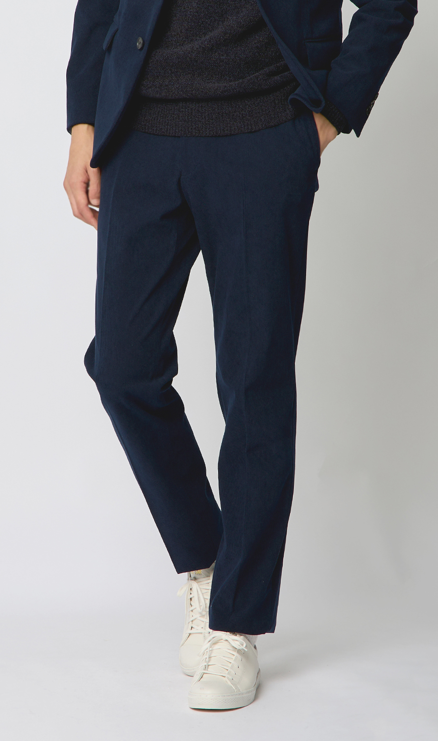 スタイリッシュスラックス【コーデュロイ】【セットアップ着用可】 ネイビー S