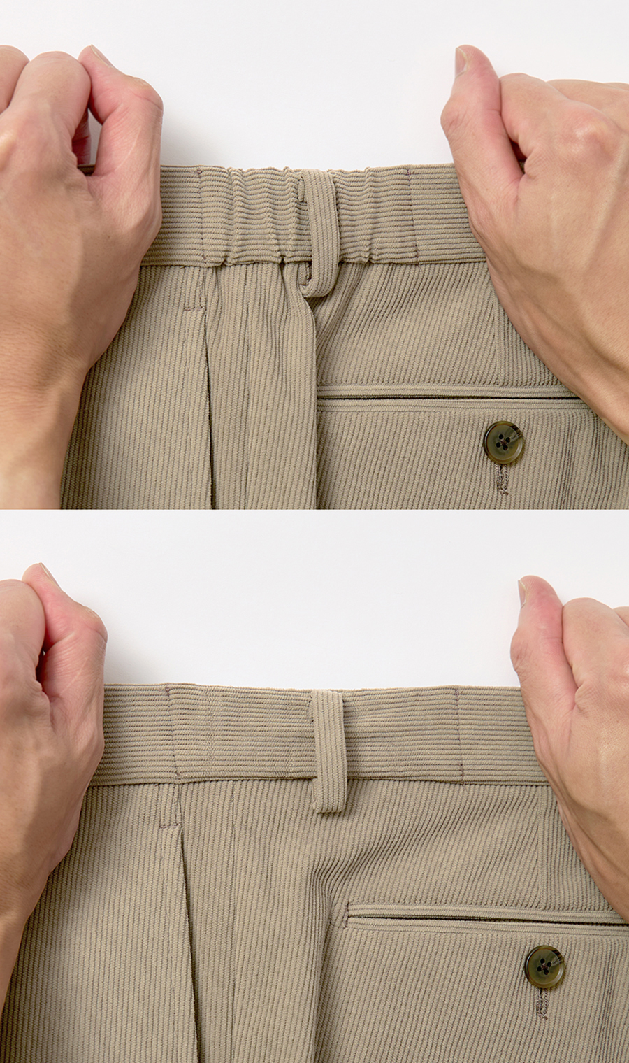 スタイリッシュスラックス【コーデュロイ】【セットアップ着用可】 ベージュ M