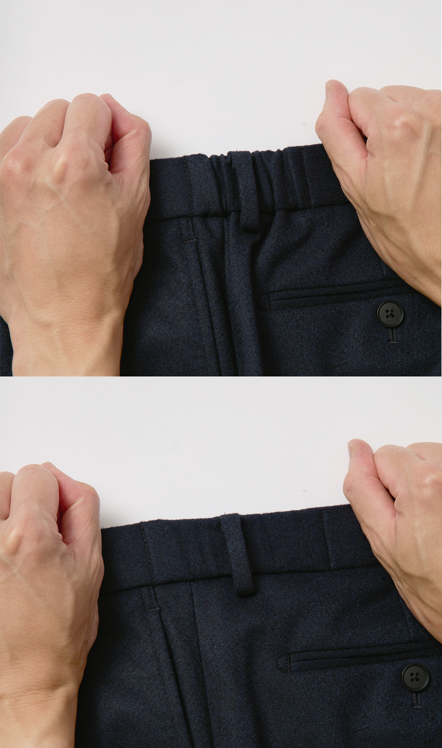 スタイリッシュスラックス【ACTIVE JERSEY】【セットアップ着用可】【裾上げ済み】 ネイビー M