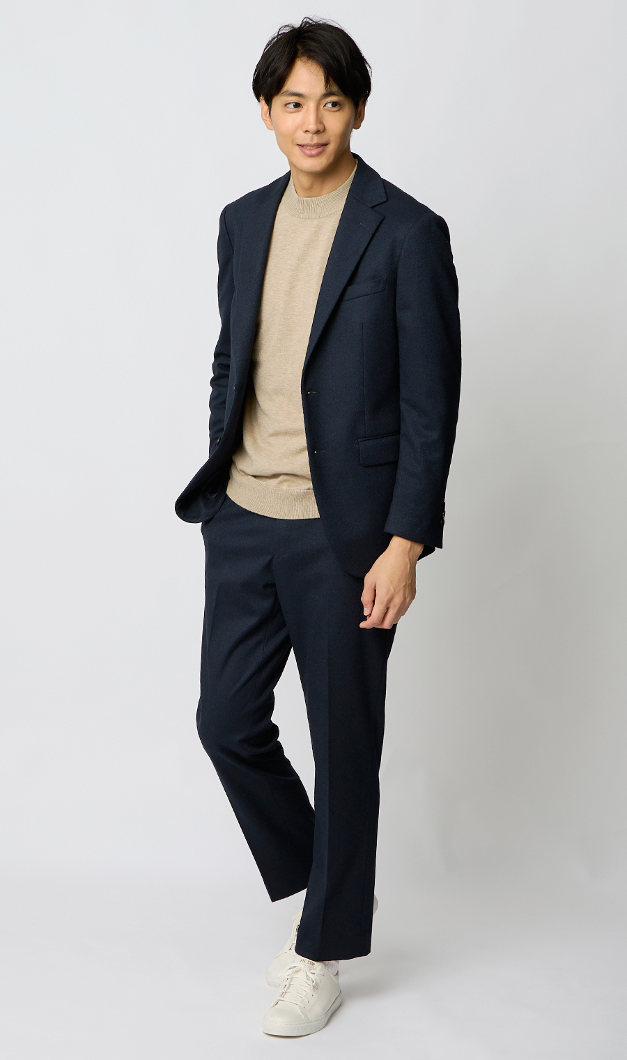 スタイリッシュスラックス【ACTIVE JERSEY】【セットアップ着用可】【裾上げ済み】 ネイビー M