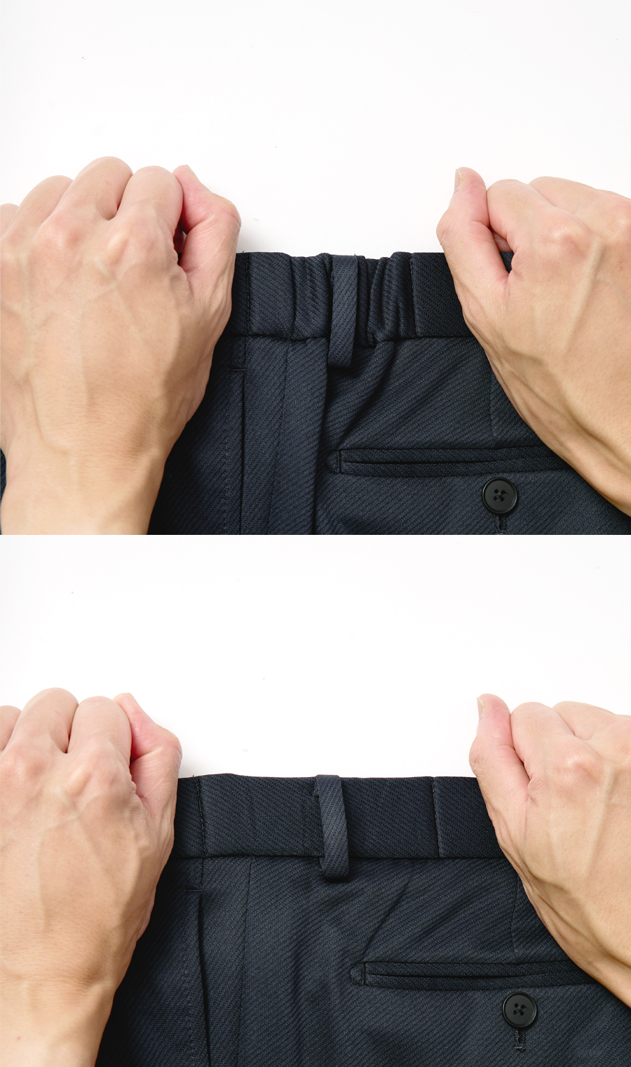 スタイリッシュスラックス【KARUISHI】【＃すごスラ】【セットアップ着用可】【裾上げ済み】 ネイビー S