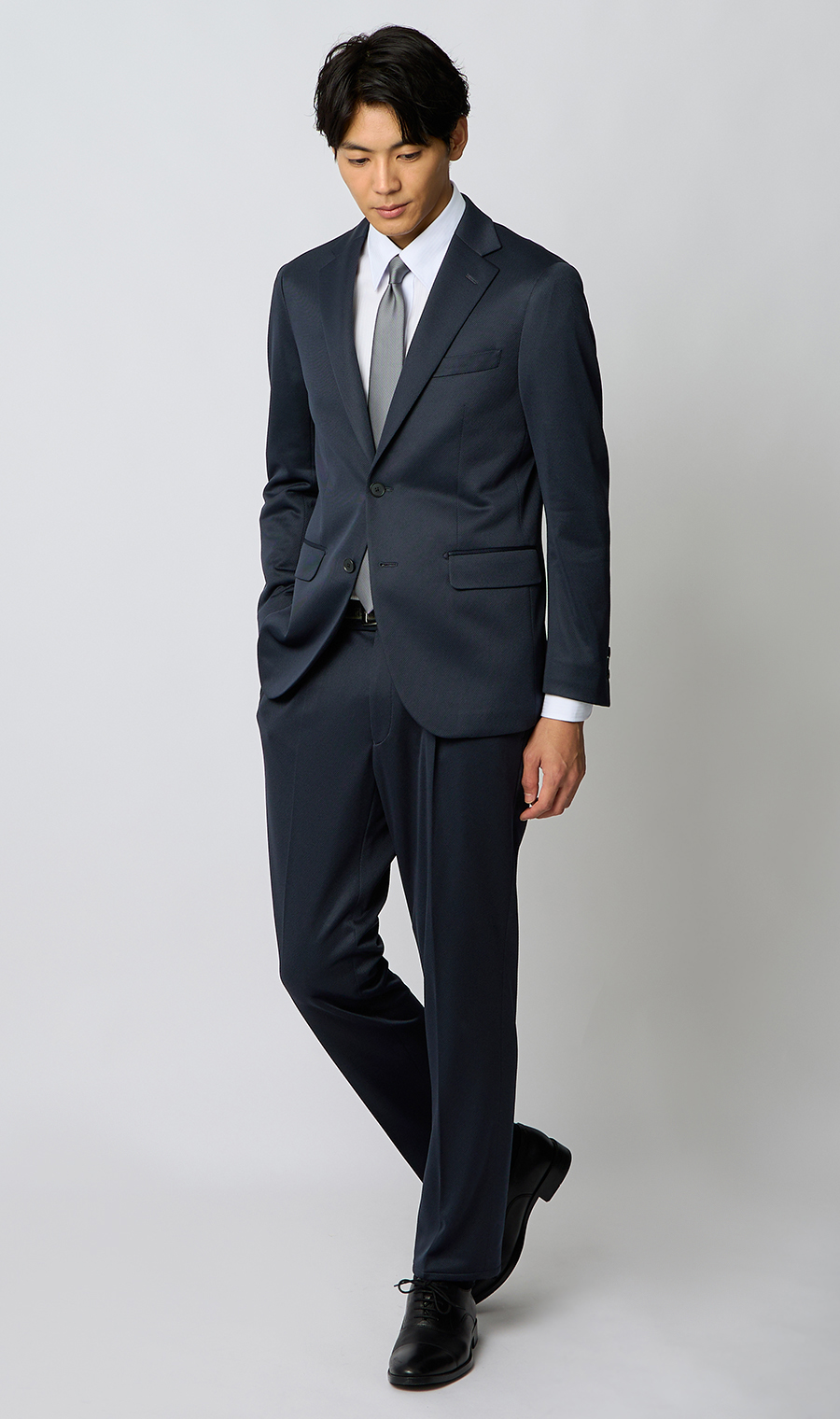 スタイリッシュスラックス【KARUISHI】【＃すごスラ】【セットアップ着用可】【裾上げ済み】 ネイビー S